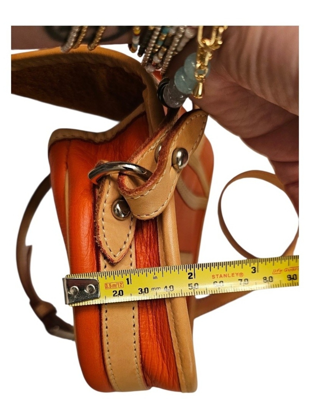 Vintage Dooney & Bourke Orange All Weather Leather Crossbody Bag AWL Equestrian - Picture 7 of 13